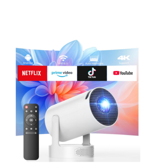 CA: PR08, Mini Projector 4k Supported, Upgraded 300 ANSI Lumens Portable Projector, Auto Focus/Keystone, Compatible with iPhone/TV Stick/Laptop for Home Bedroom Movie