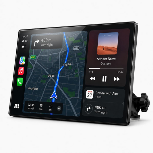 CA: RC07DBXDXX, "9"" Wireless CarPlay Screen,Smart Upgrade for Older Cars  CarPlay & Android Auto with Dual-Band WiFi, Auto-Reconnect, Bluetooth, AUX/FM, Mirror Link & OTA Updates"