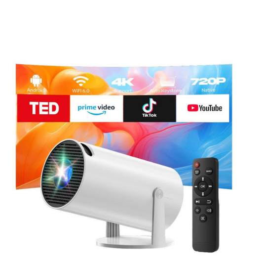 US:PR06XXXXUS,  Portable Mini Projector with WiFi and Bluetooth, Movie Projector Supports 4K