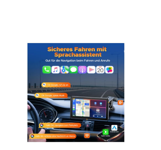 DE: RC08DXXBXX, Wireless Carplay Android Auto Display mit 7 Zoll Touchscreen, Mirror Link, Live-Navigation, Play Music, Siri, G00gle Sprachassistent, Bluetooth 5.0, AUX, FM
