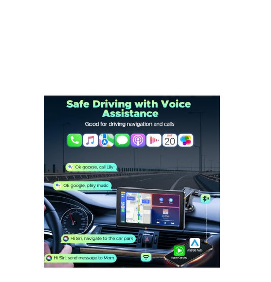 UK: RC08DXXBXX, 7 inch Carplay Screen for Apple Carplay Android Auto Wireless, Mirror Link, Live Navigation, Siri G00gle Voice Assistant, Touchscreen, Bluetooth 5.0, AUX, FM