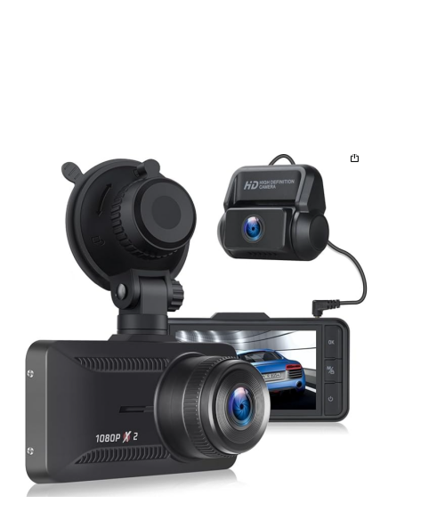 CA: CE63-T, Dash Cam Front and Rear Camera, 3" IPS Screen Dual Dashcam for Cars with Supercapacitor Dash Camera 170 Wide Angle, Night Vision, G-Sensor, Loop Recording