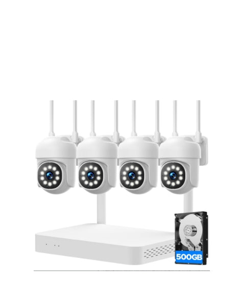US: SC53XAXWUS, Home Security Camera System, 4Pcs PTZ Wireless Cameras with Auto Human/Pet/Vehicle Detection, 10CH 4K NVR with 24-7 Recording, 2-Way Audio, Smart Color Night Vision, Outdoor Surveillance Kit