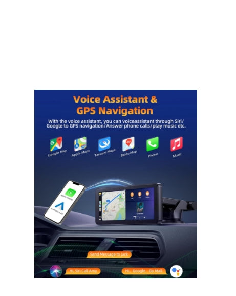 UK: RC09BAXAXX, 6.86" Wireless Carplay and Android Auto, 2.5K Front Camera Touch Screen, Portable Car Play Map Navigation with Mirror Link/Siri/FM/Bluetooth 5.0/DVR Loop Recording, for Different Cars