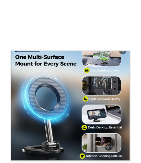 US:  [Only for Walmart] CH02XXXXXX, All-in-One Magnetic Car Mount - Heavy-Duty Zinc Alloy