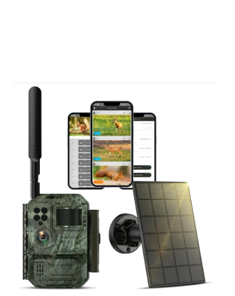 CA:TC35,  Cellular Trail Camera- Unlimited Data Color Night Vision FHD Live Feed Solar Powered Game Camera with Built-in SIM Card 7800mAh Battery 4G LTE