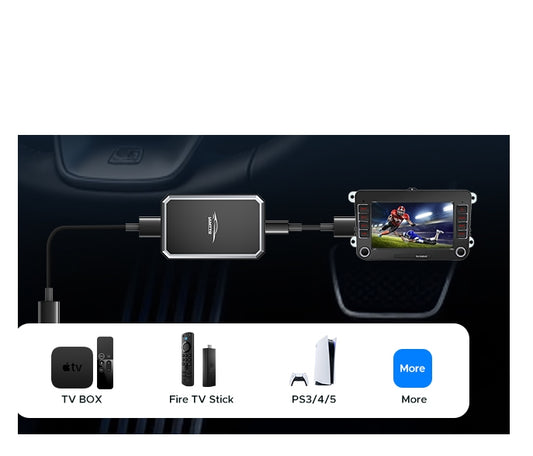 DE: RC25, Car TV Mate, Kabelloser Carplay Adapter für kabelgebundenes OEM Carplay,für Fi-re TV Stick/Spielekonsole, HDMI-Multimedia,Plug+Play,kabelgebundene Carplay Automodelle, iOS 10+, Typ-C/USB