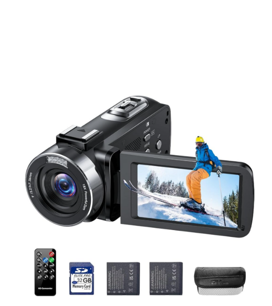 CA: AC13BAXXXX, Camcorders Video Camera 4K, 42MP 18X Digital Zoom Vlogging Camera for YouTube, 3.0" 270° Rotating Screen Webcam Video Recorder, Cam Corder with 32GB SD Card, Fill Light, Remote, Batteries, Camera Bag