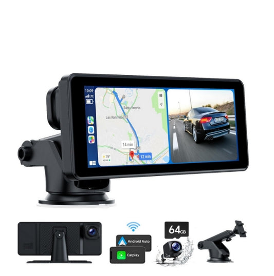 DE: RC09CAXAXX,Radio Portatile per Auto a Schermo Tattile da 6,86 Pollici con A-pple Carplay Android Auto con Dashcam Anteriore Posteriore 2.5K + 1080P, Radio Audio per Auto con Mirror Link / Bluetooth / FM / AUX / 64G TF