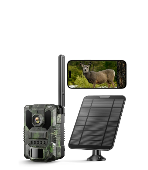 FR:TC36A,4G LTE Camera de Chasse Solaire avec Carte SIM, Camera de Chasse Connectée Telephone, Camera Chasse Vision Nocturne 940nm IR LED No Glow avec Détecteur de Mouvement Piege Photographique IP66