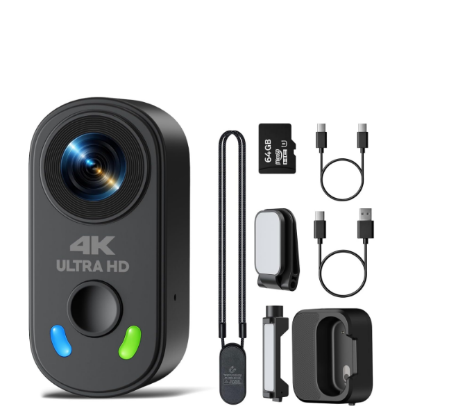 US: AC29XAXXXX, POV Camera 4K with WiFi, Body Mount Camera for Outdoor Sports Cycling Motorcycle Vlog, 150° Wide Angle Mini Action Camera Helmet Cam with Charger Case, 64GB Card, EIS Stabilization, Magnetic Mount