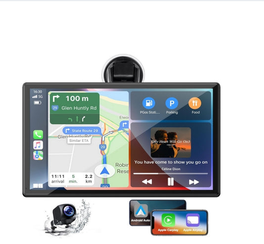 US:RC07DA, 9-Inch Wireless Car Stereo with Carplay, Backup Camera, GPS Navigation, Android Auto