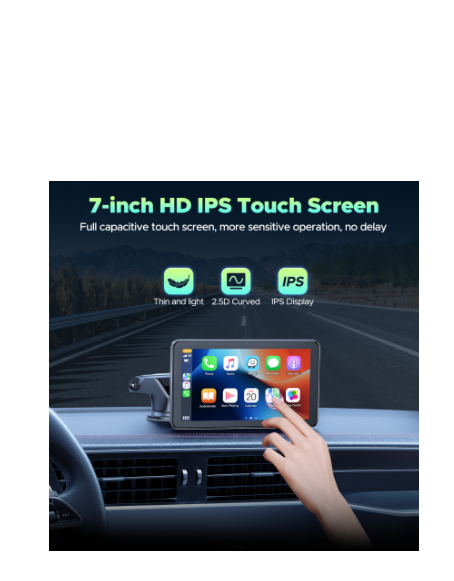 DE: RC08CXXAXX-T, 7 Zoll Wireless Carplay Android Auto Display mit Touchscreen Bildschirm mit Bluetooth Mirror Link Navigation Siri Google Assistent AUX FM