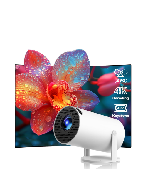 DE: PR06, Mini Beamer 4K Unterstützt Android 11, Projektor Tragbarer FHD 1080P mit WiFi 6 BT 5.0, Beamer Klein Projektor Heimkino 180° Dreh Auto Keystone Kompatibel mit HDMI/TV Stick/Memory Stick/Laptop