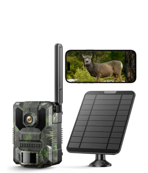 US: TC36XXPXUS, Cellular Trail Camera, 2.5K HD Trail Cameras Live Feed with Built-in SIM Card 4 Area in 1 Screen, Smart PLR Detection Game Camera Solar Powered 10x Digital Zoom No WiFi Needed