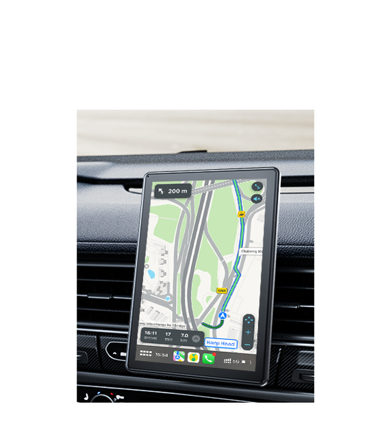 UK: RC18AXXDXX,7 inch Carplay Display with A-pple Carplay Android Auto, Horizontal and Vertical Screen, Magnetic Mount, Portable Car Stereo with Live Navigation, Voice Control, Mirror Link, AUX,FM