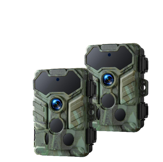 CA:TC29,Trail Camera 2 Pack WiFi, 32MP 1080P Game Camera with Low Glow IR Night Vision, 0.1s Trigger Speed 130° Wide-Angle with 32GB Micro SD Card,IP66 Waterproof Wildlife Camera