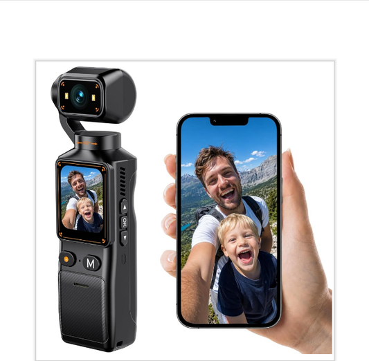 UK: AC32XAXXXX,  2K Pocket Vlogging Camera, Handheld POV Camera with 360° Rotating Lens, Body Camera with Audio & Video Recording, 2000mAh Battery, 32GB Card, Portable Camcorder for Travel & Daily Vlog Recording