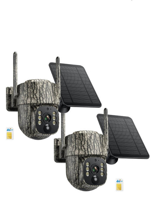US: TC32B,2 pack - 2.5K Cellular Trail Camera, Auto Tracking Solar Power, 360° View