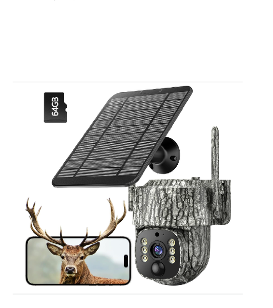 FR: TC32, 4G LTE Camera de Chasse Solaire avec Carte SIM, Camera de Chasse Connectée Telephone, Caméra de Chasse Vision Nocturne Rotation 355° Inclinaison 90° Piege Photographique Détection de Mouvement