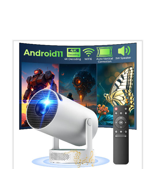 FR: [Only for Cdiscount]PR08XXXXEU,Vidéoprojecteur 4K Supporté Mini Projecteur Portable HD 720P, WiFi 6 Bluetooth 5.0, Android 11.0