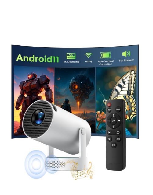 CA: PR08XXXUS, Mini Projector with Upgraded HiFi Speaker, [Built-in Apps] 4K Projector WiFi6 and 5.0 Bluetooth 270° Rotating Movie Projector with Auto Keystone Correction, Ultra Short Throw for Big Screen in Room