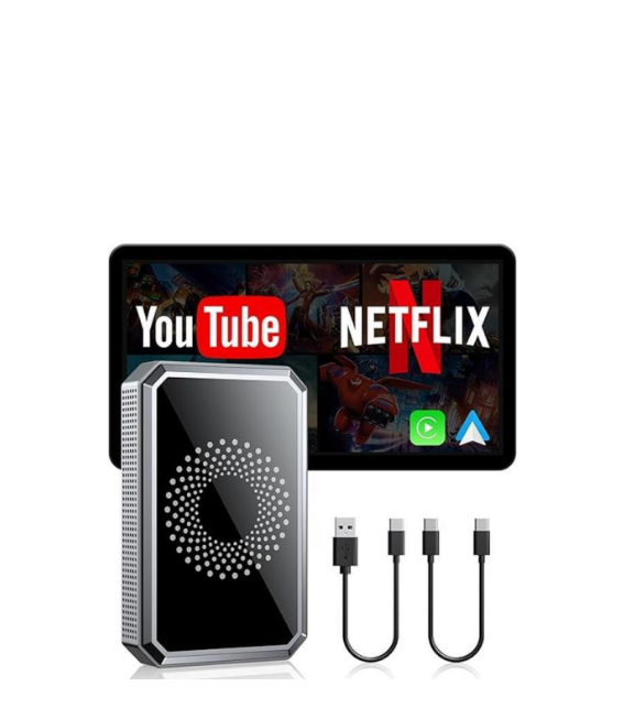 US: [Only for tiktok] RC23XXLDXX, Wired to Wireless Carplay Adapter with Built-in Netflix/YouTube/TikTok APP to Play Video on a Car Screen (DO Not Support Vehicles with Built-in Wireless CarPlay), For iPhone 8-15 & Android 11+