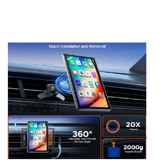 DE: RC18AXXDXX,7 Zoll Carplay Display mit Carplay Android Auto, Orizontaler und Vertikaler, Magnethalterung, 2025 Upgrade Tragbares Android Auto Display mit Navigation, Sprachsteuerung, Mirror Link