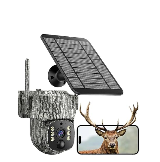 US: [Only for TikTok] TC32BHXBUS,4G LTE Cellular Trail Camera, 360° Live Streaming Solar Game Camera 2.5K SIM Card Included, Auto Tracking Security Cameras Wireless Outdoor with Night Vision, Motion Activated for Outdoor, 1 Pack