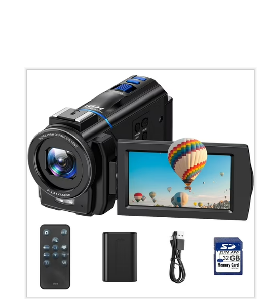 FR: AC11BAXXXX,Caméra vidéo 5K Vlog avec zoom numérique 16x, vision nocturne, 48 MP, écran tactile rotatif à 270°, caméra vidéo avec carte SD 32 Go, lumière de remplissage, télécommande