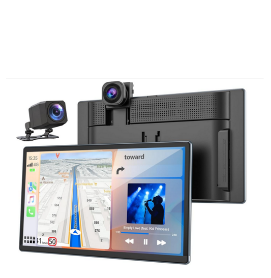 US: RC13DDXDXX,Volam 9" Wireless Carplay Screen for Car with 4K + 1080P Dash cam and Backup Camera Support Apple Carplay and Android Auto Car Play with Voice Assistant Bluetooth GPS Navigation AUX