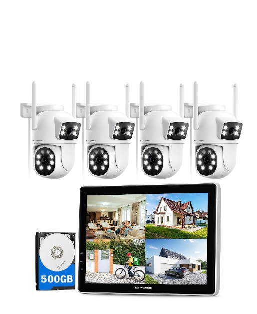 US: SC49XAHXUS,Wireless Security Camera System with 10.1" Monitor, Dual Lens PTZ CCTV Camera Security System, 10CH Expandable 4K NVR,Auto Tracking, No Subscription for Ourdoor Indoor, 5G & 2.4G WiFi