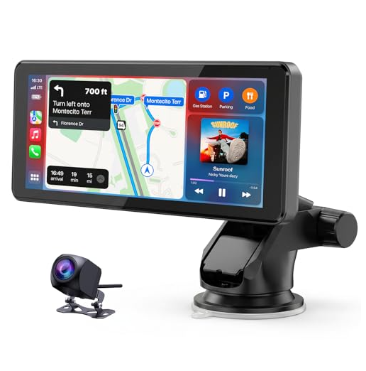 DE: RC09EXXXXX,Tragbarer Carplay Bildschirm Für A-ppIe CarPlay und Android Auto 6.86 Zoll Touchscreen Autoradios Car Play Display mit Navigation Bluetooth Mirror Link Siri &G00gle FM AUX für alle Fahrzeuge