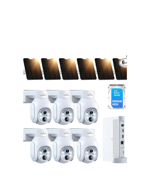US: SC23D, Wireless Security Camera System, Solar Powered PTZ 4MP 6 Cam-kit Camera Security System, 500GB HDD NVR,Easy Installation, Color Night Vision, 2 Way Audio, 2.4G & 5G WiFi for Home Outdoor