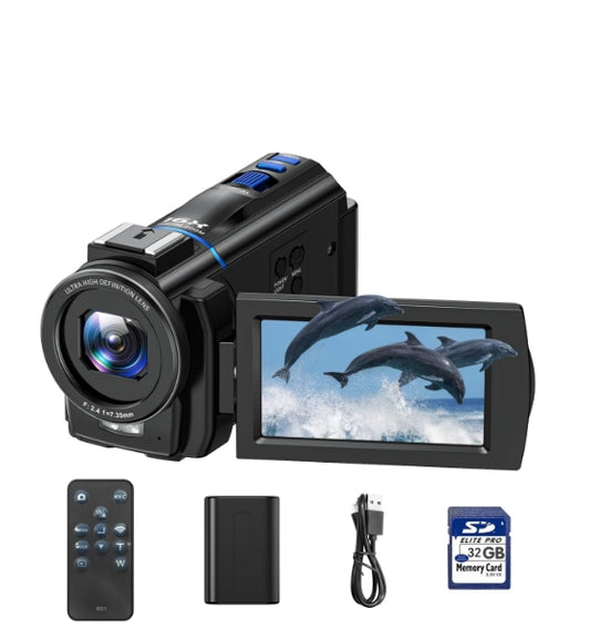 FR: AC11AAXXXX,  Caméscope Caméra vidéo 4K 48MP Vlogging Caméra Youtube, Vision Nocturne 3" Écran Tactile Rotatif à 270° Zoom numérique 16X Camcorder Video Camera, Camera Vlog avec Carte 32 Go, télécommande, Pile