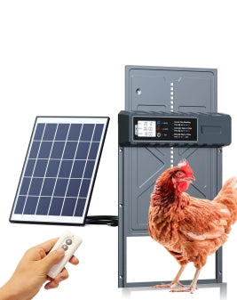 US: [Only for Walmart] CD01XXPXXX,  Chicken Door Solar Powered, Automatic Chicken Coop Door with LCD Display &Timer, 2000mAh Battery Operated, Big Aluminum Alloy Chicken Door with Remote Control, Anti-pinch Chicken Run Door