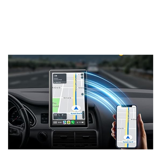 DE: RC18XXXX,Tragbarer kabelloser A-pple CarPlay und Android Auto Bildschirm, 7-Zoll-HD-Touchscreen im Hoch und Querformat fürs Auto mit Magnethalterung/Mirror Link/GPS-Navigation, Bluetooth AUX/FM