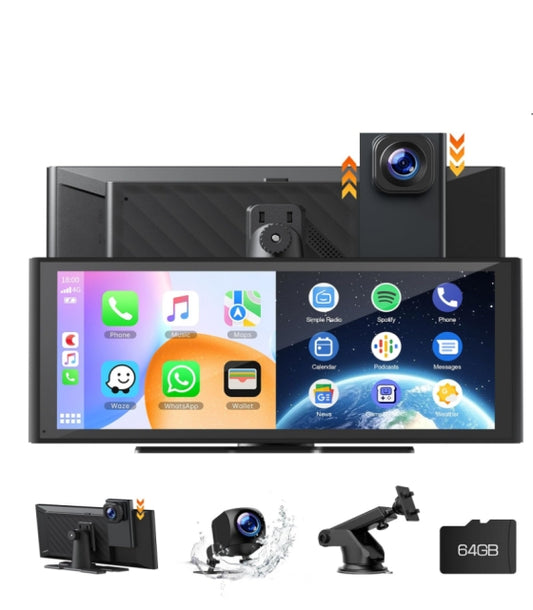 US: RC14,  9.26'' Wireless Carplay Screen Portable Car Stereo with 4K Dash Cam, 1080p Backup Camera, Car Radio Receivers with Apple Carplay Android Auto, Mirror Link, Loop Recording, GPS Navigation