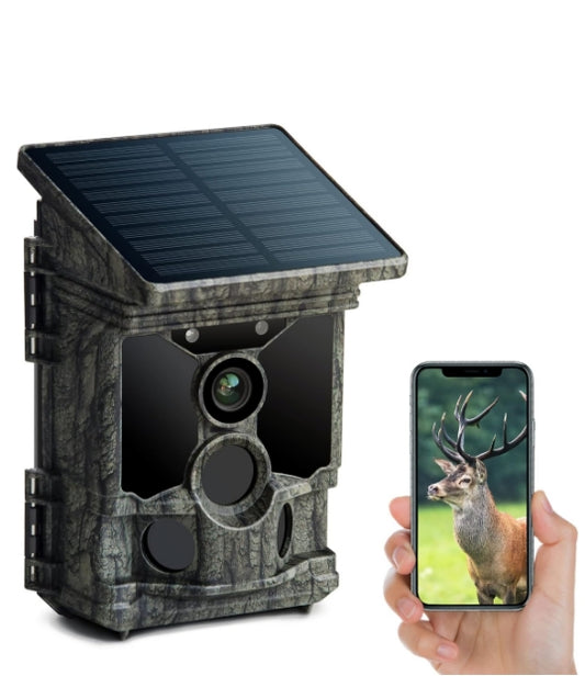 US: TC08, Trail Camera Solar Powered 46MP 4K 30FPS, WiFi Bluetooth Game Camera with 120°Wide-Angle Motion with Night Vision 0.1s Trigger Time IP66 Waterproof