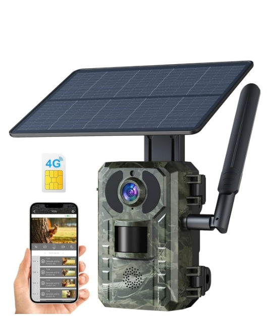 CA: TC25, Cellular Trail Cameras Solar Powered, 2.5K 14MP Hunting Game Camera with Live View and Motion Alerts, 940nm No Glow Night Vision and IP66 Waterproof for Wildlife Monitoring