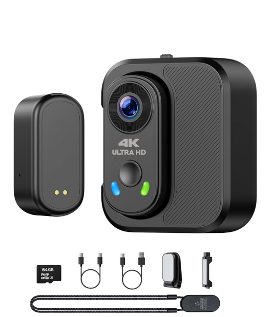 US: AC29XAXXXX, 4K Mini Body Camera, Thumb Size POV Cam Action Camera with WiFi, Anti-Shake, Magnetic Mount, 64GB Storage, Charging Case, Hands-Free Recording Recorder for Content Creator TikTok YouTube Vlogging