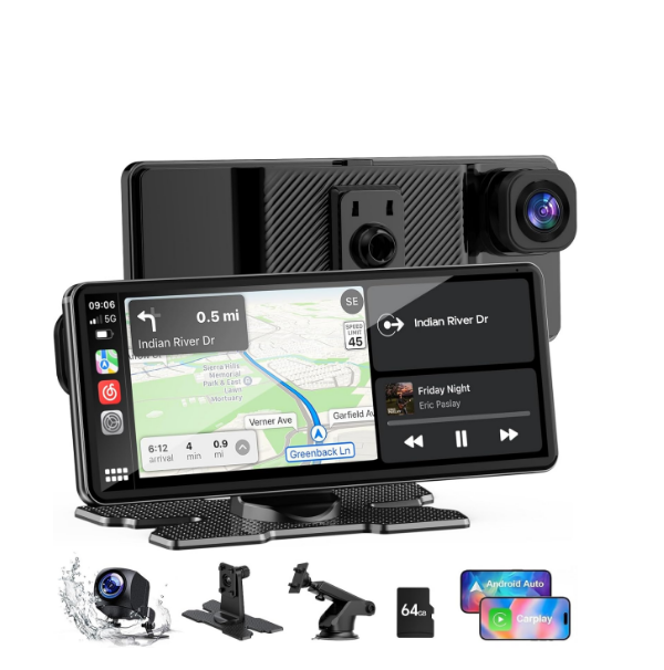 US:RC09CAXAXX-T, 6.86-inch Wireless CarPlay Screen for Apple Carplay and Android Auto, Dual Dash Cam