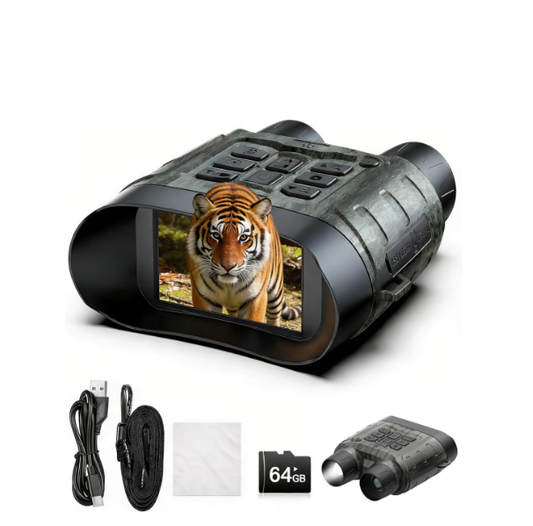 FR: NV01XEXXXX, Jumelles Vision Nocturne 4K 112 MP avec Zoom Numérique 12X, Écran 3"" HD – Infrarouge 460 m, 10 Niveaux IR, Carte 64GB Incluse, Idéales pour Chasse, Observation de la Faune et Camping