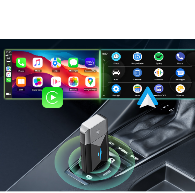 ES: RC22XXXXXX, Carplay Inalambrico Android Auto &Carplay Adaptador, Convierte Cableado a Inalámbrico Plug & Play 2.4 + 5,8GHz WiFi Conexión Estable Soporta OTA,Type-C/USB iOS 10+ Android 11+